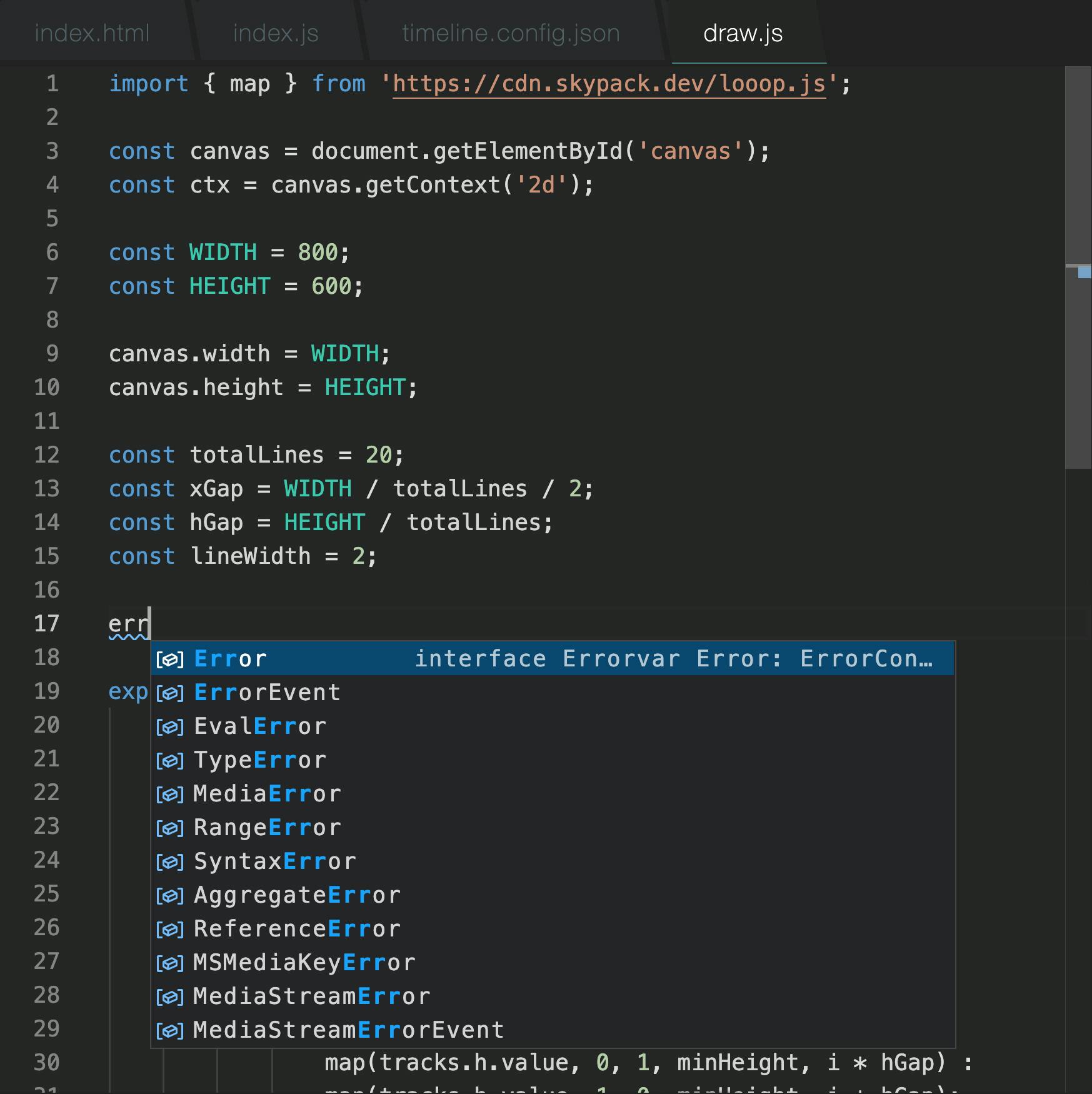 Screenshot of the code editor